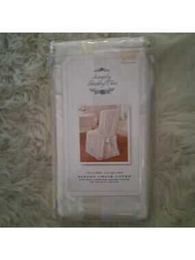 Simply Shabby Chic new dining chair cover cream fits most armless chairs to 42"